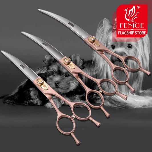 Fenice 7/7.5/8 inch Pet Scissors for Dogs Grooming Scissors Curved Scissors Shears ножницы makas - FENICE TOTEM