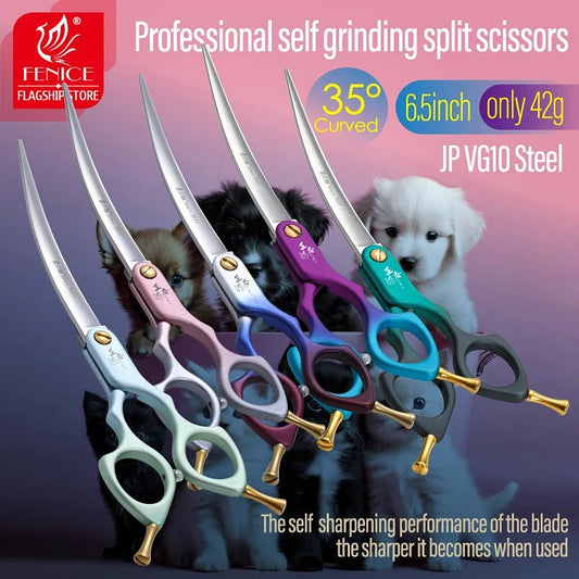 Fenice Professional JP VG10 Right&Left Hand 6.5Inch Curved 35° Grooming Scissors FZM - XXC - FENICE TOTEM