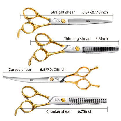 Fenice 6.5" - 7.5" Professional Dog Grooming Scissors Set Gold FJDW - FENICE TOTEM