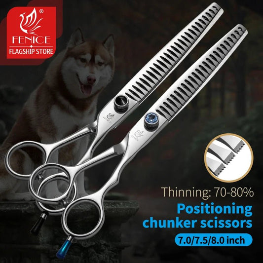 Fenice 7/7.5/8 inch Professional Pet Scissors Dog Grooming Scissors Thinning Shears Thinning Rate about 80% - FENICE TOTEM