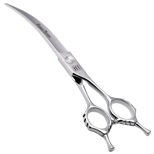 FENICE TOTEM 7.5 inch Pet Curved Shears Made Of Japanese VG10 Advanced Stainless Steel Professional Grooming Scissors for Dogs Cats and Other Pets