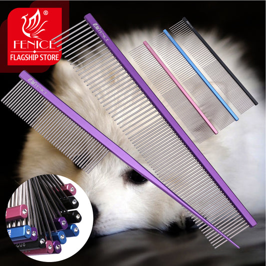 Fenice Metal Comb for Dogs Stainless Steel Pet Dog Cat Pin Comb Hair Brush Hairbrush Flea Comb Pets Acessorios Pet Grooming