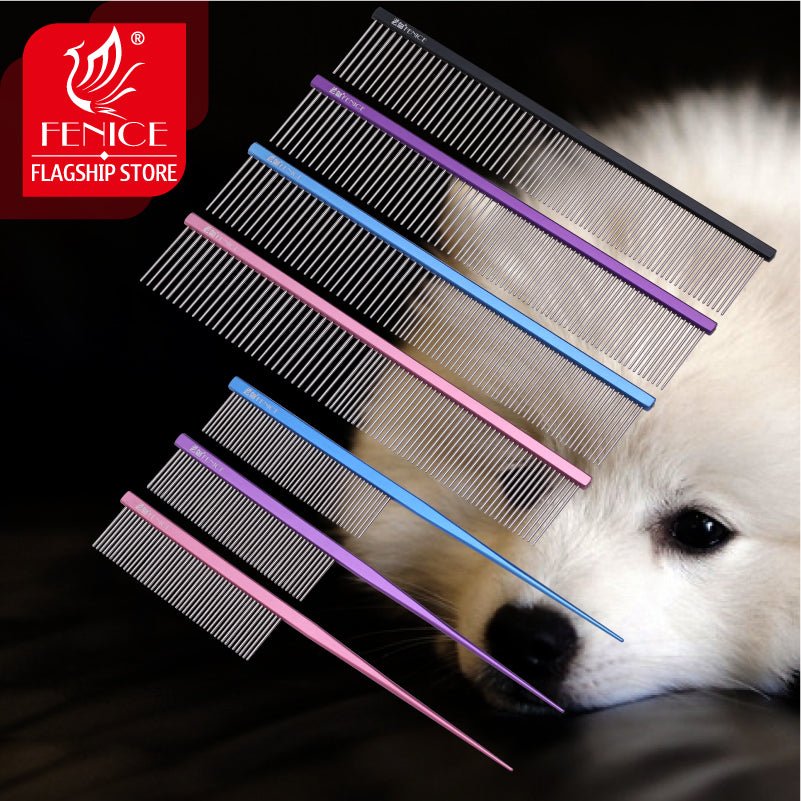 Fenice Metal Comb for Dogs Stainless Steel Pet Dog Cat Pin Comb Hair Brush Hairbrush Flea Comb Pets Acessorios Pet Grooming - FENICE TOTEM