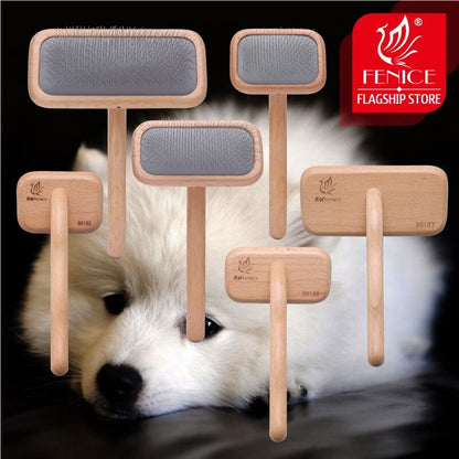 Fenice Pet Grooming Comb Wooden Handle Needle Comb For Hair Pet Brush Beauty Brush Dog Accessories - FENICE TOTEM