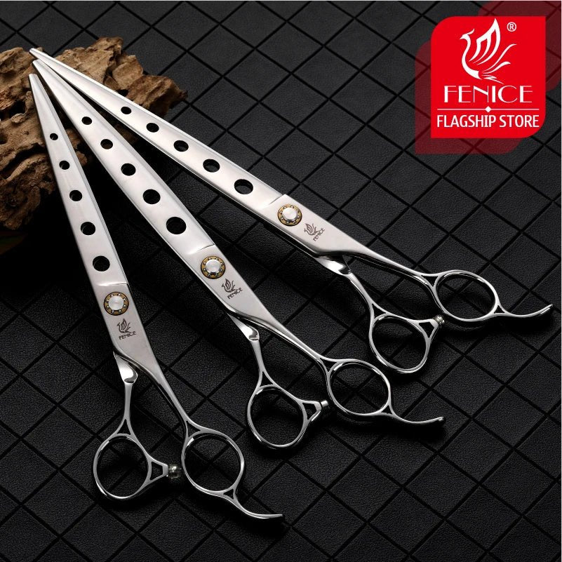 Fenice 7/7.5/8 Inch Jp440c Pet Dogs Gromming Scissors Straight Shears Sharp Edge Animals Cat Hair Cutting Barber Tools - FENICE TOTEM