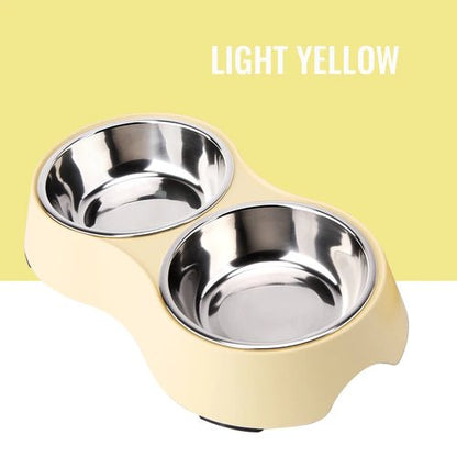 Fenice Pet Double Bowls Dog Food Water Stainless Steel Cat Drinking Dish Feeder Pet Puppy Supplies Small Dogs Cats Feeding Bowls - FENICE TOTEM