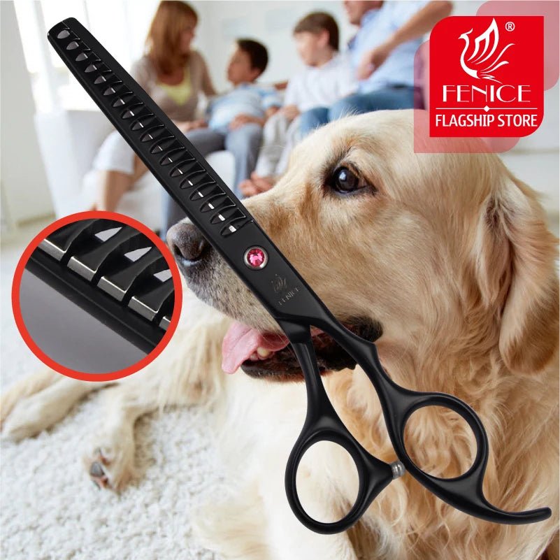 Fenice professional 7.0/7.5 inch Black Pet Scissors Dog Grooming Thinning Scissors Shears Animals Haircut Tools tijeras tesoura - FENICE TOTEM