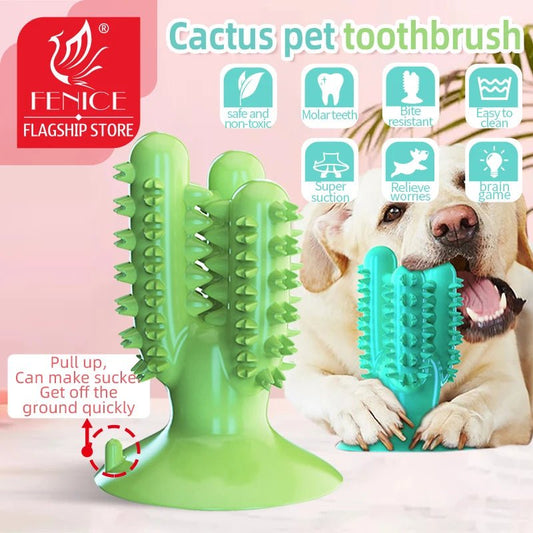 Fenice Pet Dog Toys Cactus Molar Stick Resistant Bite Pet Tooth Cleaning Dog Toothbrush Chew Toy Ball Dog Interactive Training - FENICE TOTEM