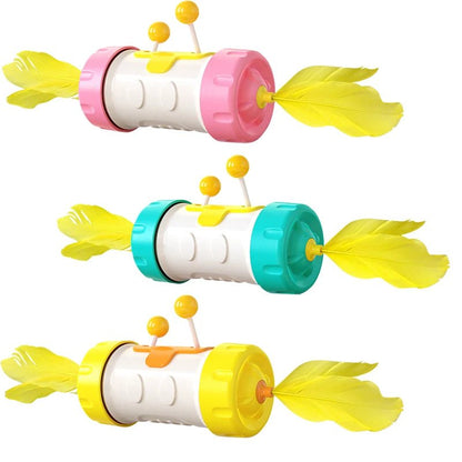 Fenice Interactive Rotating Cat Toy Cats Feather Rolling Ball Toys Rotatable Toy for Kitten Cat Accessories - FENICE TOTEM