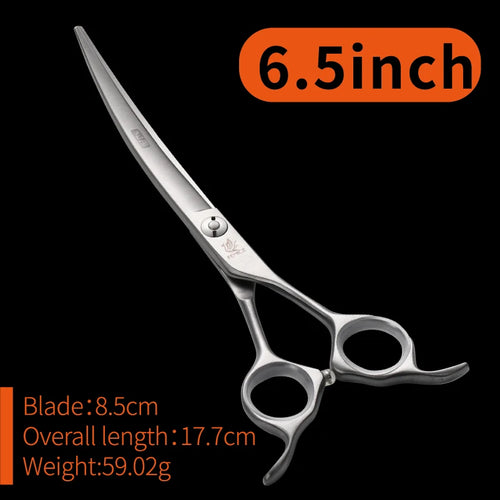 Fenice 6.5/7/7.5 Inch Pet Dogs Gromming Scissors Curved Shears Up Down Pet Hair Cutting Scissors Tools