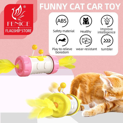 Fenice Interactive Rotating Cat Toy Cats Feather Rolling Ball Toys Rotatable Toy for Kitten Cat Accessories - FENICE TOTEM