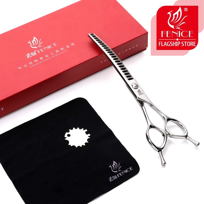 Fenice Professional Dog Grooming Shears Curved Thinning Scissors for Dog Face QW - 7XXXT - FENICE TOTEM