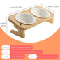 Fenice Pet Cat Dog Ceramic Feed Food and Water Bowls Oak Frame for Small Large Dogs Cats Supplies - FENICE TOTEM