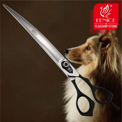 Fenice 7.5/8.0/ 9.0 inch Professional Pet Grooming Scissors Safety Dog Shears Hair Cutting Curved Scissors with Comb - FENICE TOTEM