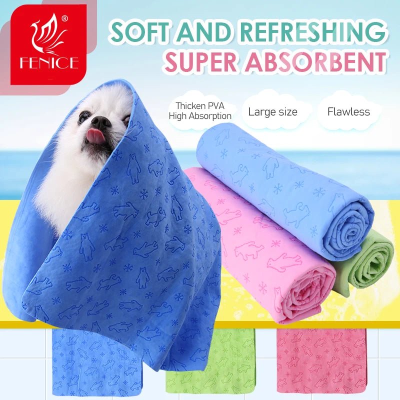 Fenice Pet Bath Towel Soft Lint - free Dogs Cats Bath Towels Absorbent And Quick - drying Large Thick Towel - FENICE TOTEM