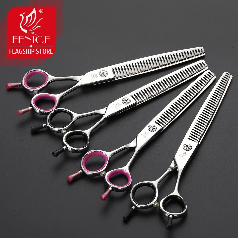 Fenice Japan 440C stainless steel 6.75/7 inch pet dog grooming scissors thinning shears for dogs thinning rate 70% - FENICE TOTEM