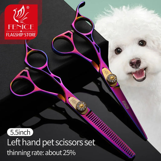 Fenice 5.5 inch Professional Dog Grooming Left Handed Scissors Set Cutting Thinning Shears Kit JP440C