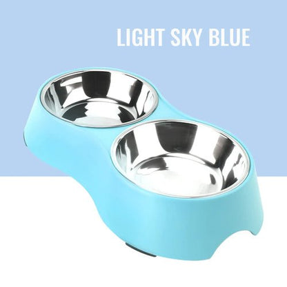 Fenice Pet Double Bowls Dog Food Water Stainless Steel Cat Drinking Dish Feeder Pet Puppy Supplies Small Dogs Cats Feeding Bowls - FENICE TOTEM