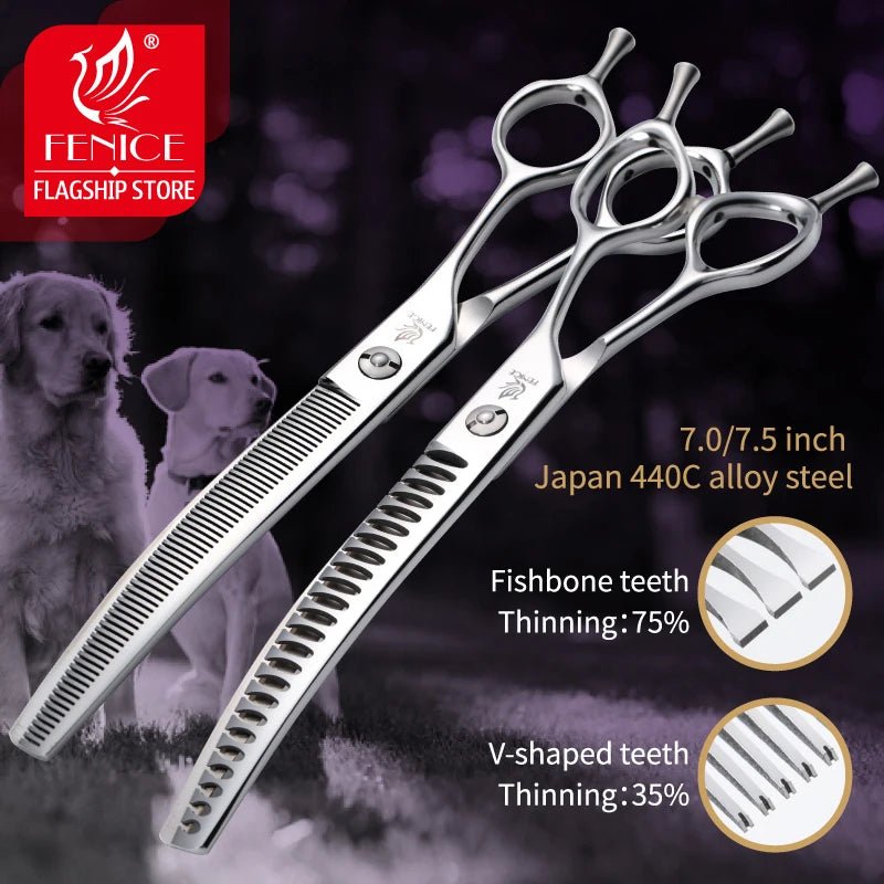 Fenice Professional Dog Grooming Shears Curved Thinning Scissors for Dog Face QW - 7XXXT - FENICE TOTEM