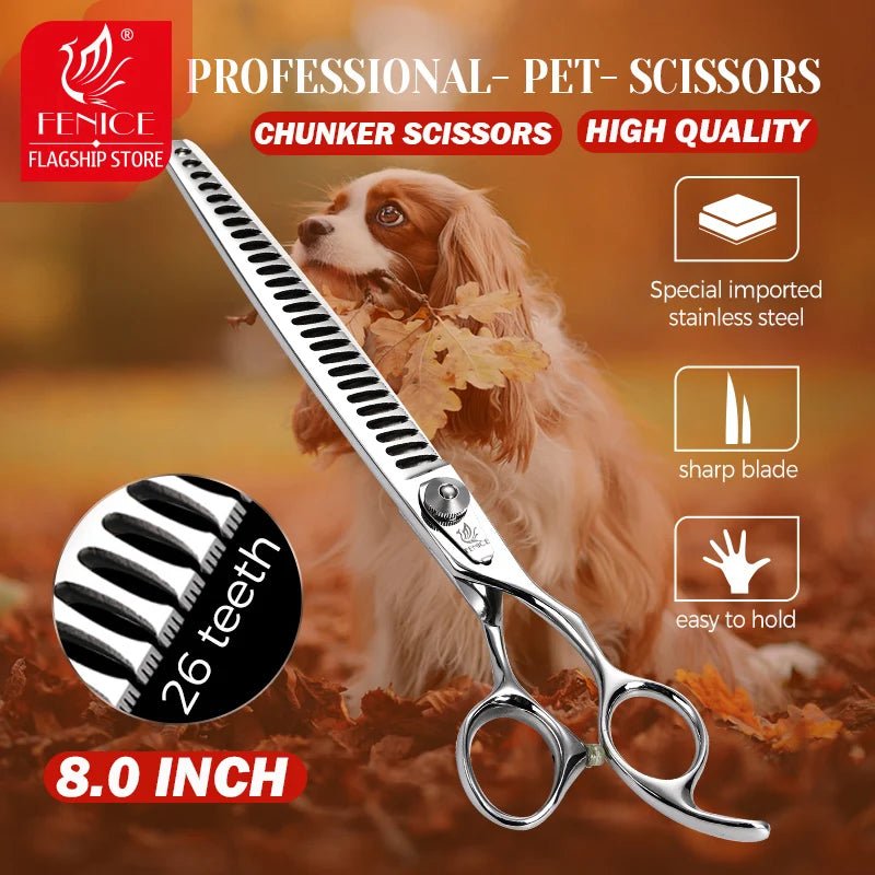 Fenice Professional 8 inch 26 teeth Dog Scissors Pet Grooming Scissors Thinning Shears Animal Haircut Supplier - FENICE TOTEM