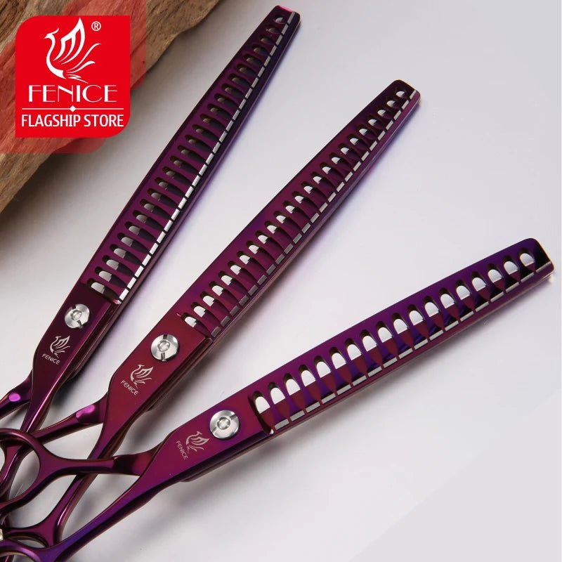 Fenice 7/7.5/8 inch Professional Purple Pet Scissors Thinning Shears High Quality Cat Dog Grooming Scissors Cutting Tool Tijeras - FENICE TOTEM