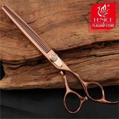 Fenice 7.0 inch Professional Double Teeth Scissors for Pet Dog Grooming Thinner Chunker Thinning Rate 20 - 30% JP440C - FENICE TOTEM