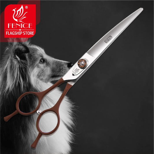 Fenice professional 7 inch left hand use curved pet grooming scissors for dog grooming cutting shears makas tijeras