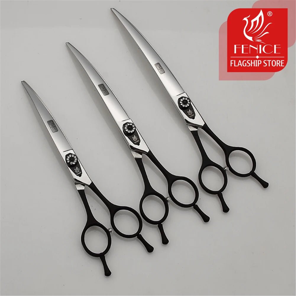 Fenice 7.0/7.5/8.0 inch Professional Pet Grooming Scissors Japan 440C Curved Puppy Dog Hair Cuttinf Shear - FENICE TOTEM