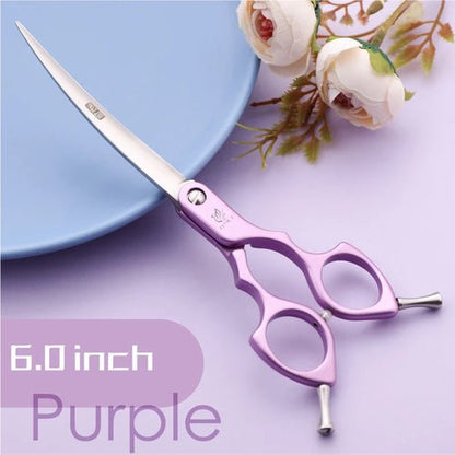 Fenice Professional Curved Grooming Scissors for Dogs Cats FEMD - 60C - FENICE TOTEM