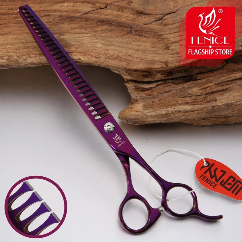 Fenice 7/7.5/8 inch Professional Purple Pet Scissors Thinning Shears High Quality Cat Dog Grooming Scissors Cutting Tool Tijeras - FENICE TOTEM