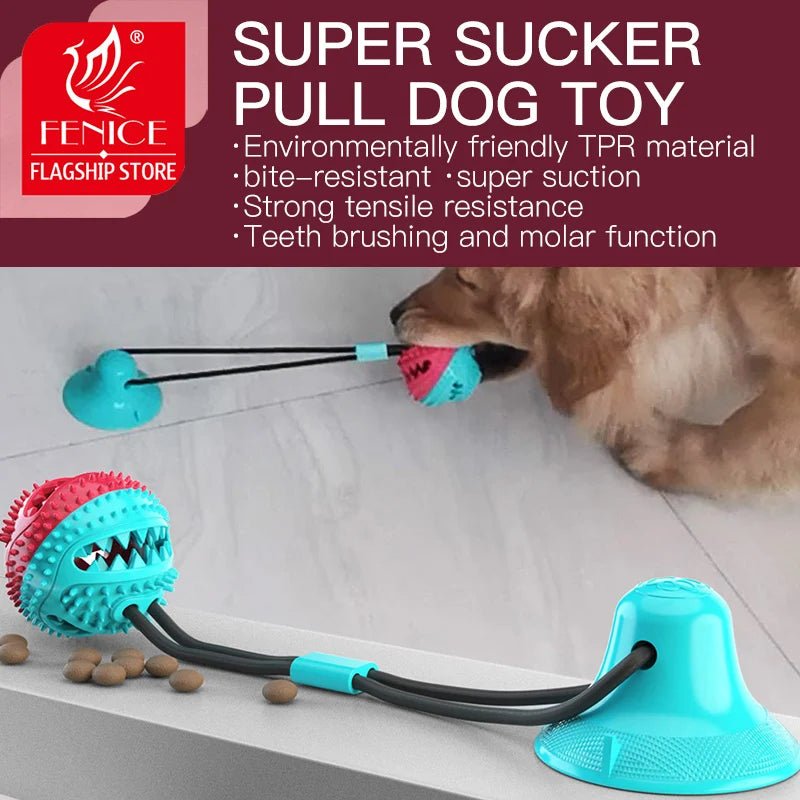 Fenice Dog Toys Pet Puppy Interactive Suction Cup Push TPR Ball Toys Molar Bite Toy Elastic Ropes Dog Tooth Cleaning Chewing - FENICE TOTEM