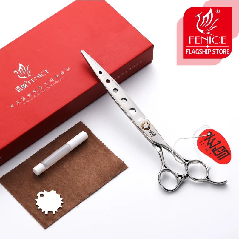 Fenice 7/7.5/8 Inch Jp440c Pet Dogs Gromming Scissors Straight Shears Sharp Edge Animals Cat Hair Cutting Barber Tools - FENICE TOTEM