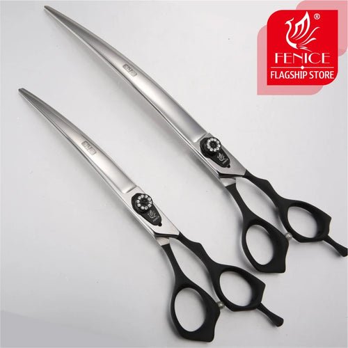 Fenice 7.5/8.0/ 9.0 inch Professional Pet Grooming Scissors Safety Dog Shears Hair Cutting Curved Scissors with Comb - FENICE TOTEM