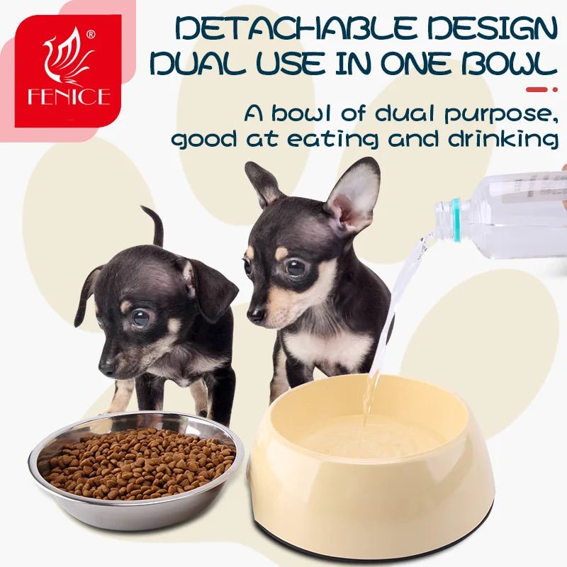 Fenice Pet Bowls Dog Food Water Feeder Stainless Steel Pet Drinking Dish Feeder Cat Puppy Feeding Supplies Small Dog Accessories - FENICE TOTEM