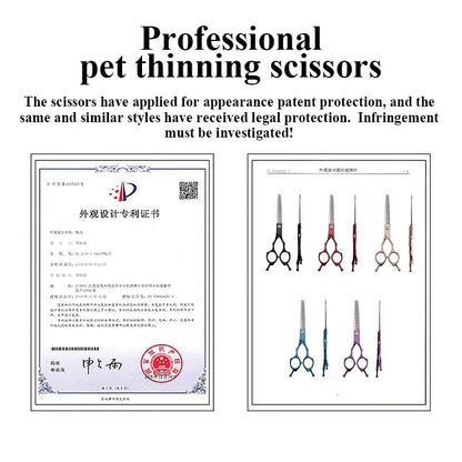 Fenice Jp440c Colorful 6.5 7.0 Inch Stainless Steel Pet 85% Thinning Scissors for Dog Grooming 17 teeth Thinner Chunker - FENICE TOTEM