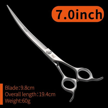 Fenice 6.5/7/7.5 Inch Pet Dogs Gromming Scissors Curved Shears Up Down Pet Hair Cutting Scissors Tools - FENICE TOTEM