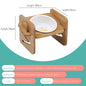 Fenice Cat Bamboo Bowl Ceramic Protection Double Bowl Anti - overturning Adjustable Dog Bowl Holder Feeding Pet Supplies - FENICE TOTEM