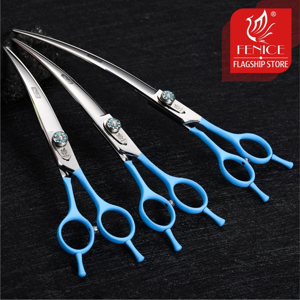 Fenice 7.0/7.5/8.0 inch Professional Pet Grooming Scissors Japan 440C Curved Puppy Dog Hair Cuttinf Shear - FENICE TOTEM