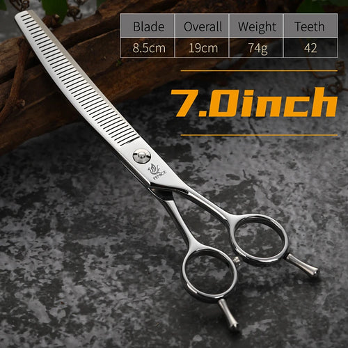 Fenice 6.5/7/7.5 inch curved thinning scissors pet dog grooming shears Bichon dog scissors fluffy traceless thinning rate 50-55%