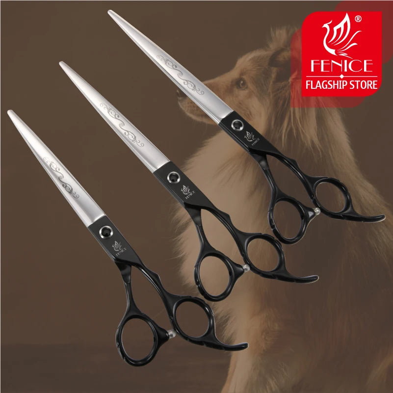 Fenice 7 /7.5/8/ 8.5/ 9 inch dog scissors for dog grooming straight cutting pet grooming shears ножницы tesoura non-slip handle