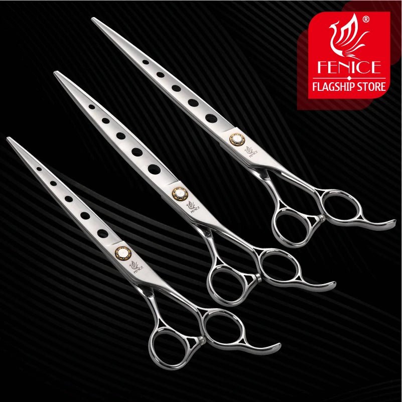 Fenice 7/7.5/8 Inch Jp440c Pet Dogs Gromming Scissors Straight Shears Sharp Edge Animals Cat Hair Cutting Barber Tools - FENICE TOTEM