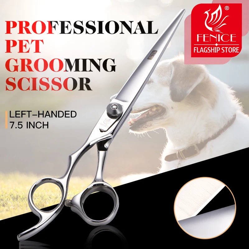 Fenice 7.5 inch Professional Pet Grooming Scissors Cutting Shears Left Handed Scissors for Pet Beautician - FENICE TOTEM