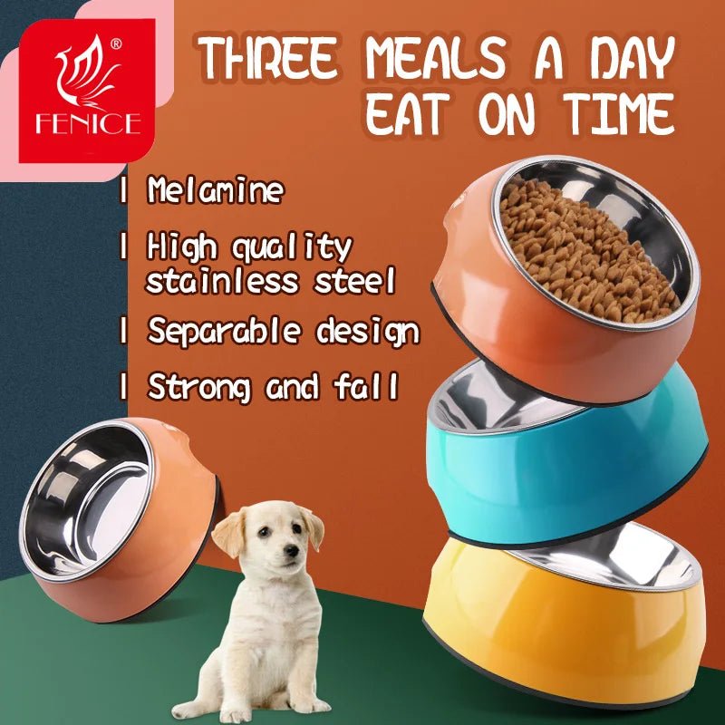 Fenice Pet Bowls Dog Food Water Feeder Stainless Steel Pet Drinking Dish Feeder Cat Puppy Feeding Supplies Small Dog Accessories - FENICE TOTEM