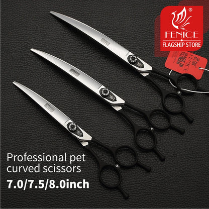 Fenice Professional Pet Grooming Scissors Up&Down Dogs Curved Scissors Shears 7/7.5/8.0inch tesoura cachorro - FENICE TOTEM