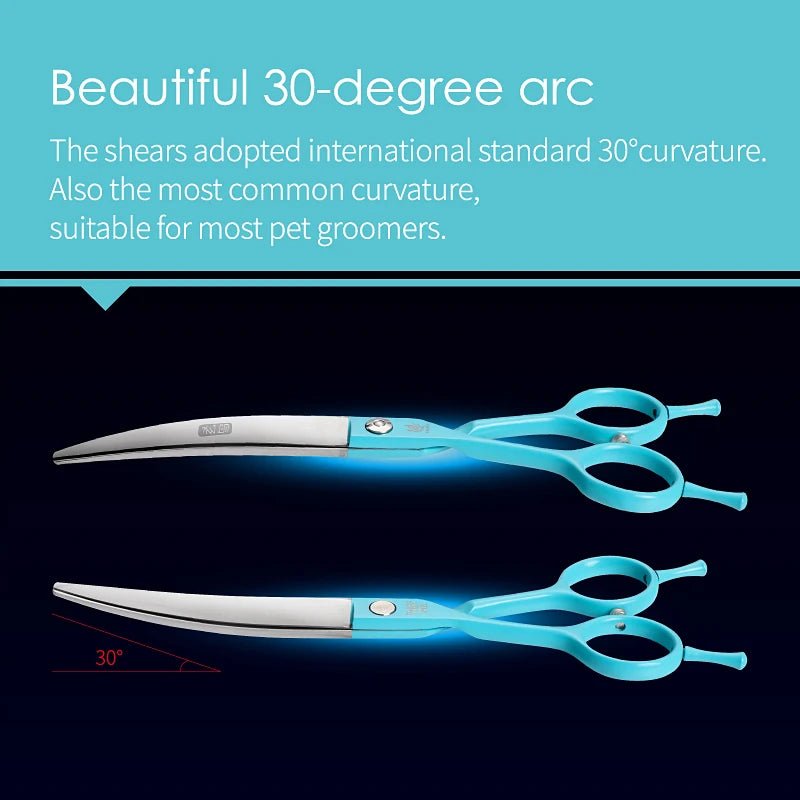 Fenice Professional Left Hand 6.5 Inch Curved&Straight Pet Dog Grooming Scissors Shears Pet Trimming Scissors Dogs Products - FENICE TOTEM