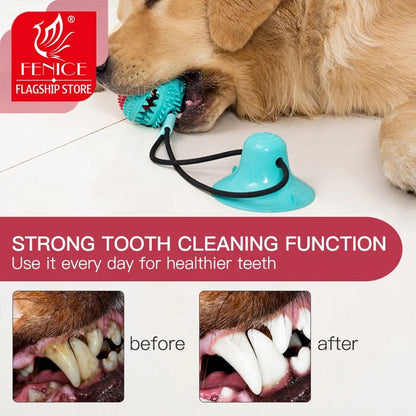 Fenice Dog Toys Pet Puppy Interactive Suction Cup Push TPR Ball Toys Molar Bite Toy Elastic Ropes Dog Tooth Cleaning Chewing - FENICE TOTEM