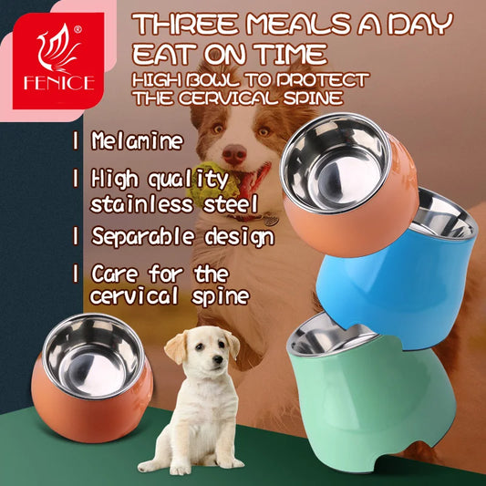 Fenice Pet Feeding Bowls Dog Food Water Feeder Stainless Steel Pet Drinking Dish Cat Puppy Supplies Small Dog Accessories