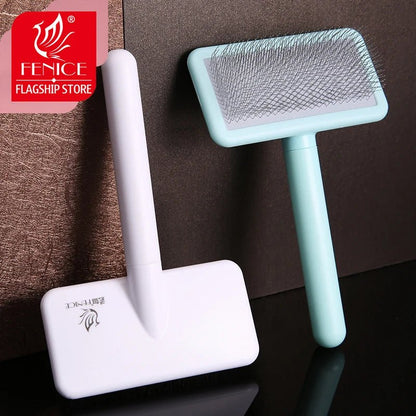 Fenice Pet Cat Dog Rabbit Hair Brush Hair Massage Comb Open - Knot Brush Groming Cleaning Tool Stainless Steel Comb Needle - FENICE TOTEM