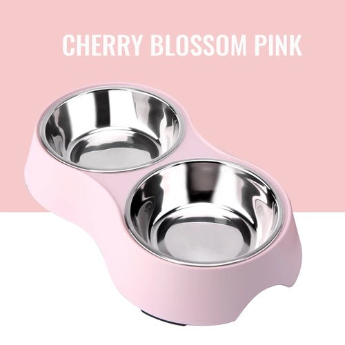 Fenice Pet Double Bowls Dog Food Water Stainless Steel Cat Drinking Dish Feeder Pet Puppy Supplies Small Dogs Cats Feeding Bowls - FENICE TOTEM