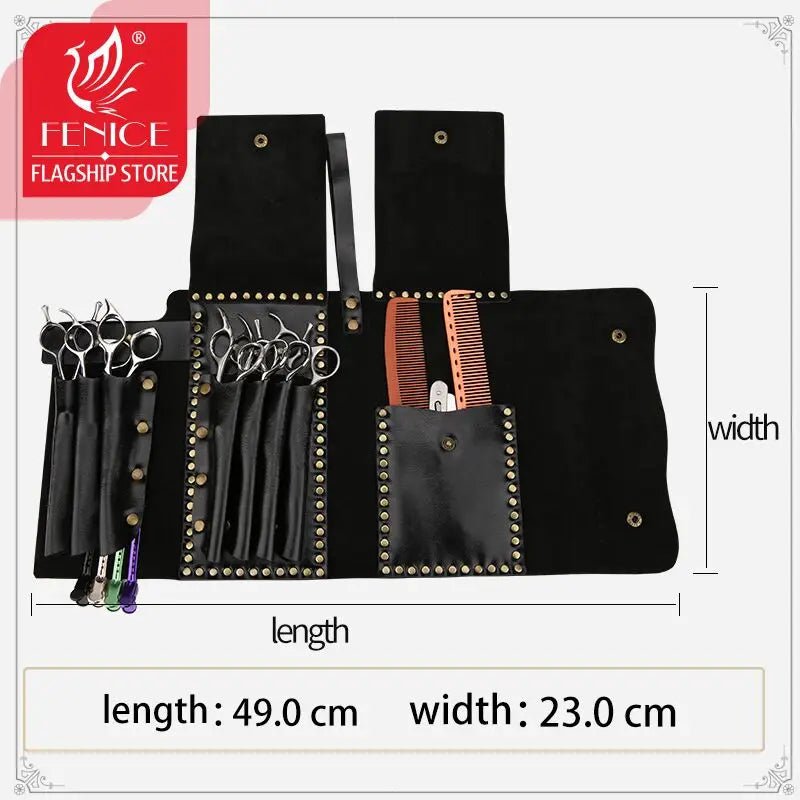 Fenice Salon Hairdresser Scissors Tool Holster Folding Bag Pet Scissors Bag Stylist Barber Scissor Comb Pouch Case 7 Pockets - FENICE TOTEM